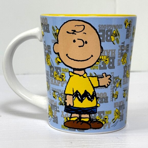 Charlie Brown Peanuts Coffee Mug 12 Oz Blue/Yellow Gibson Overseas Ceramic Cup - Picture 4 of 5